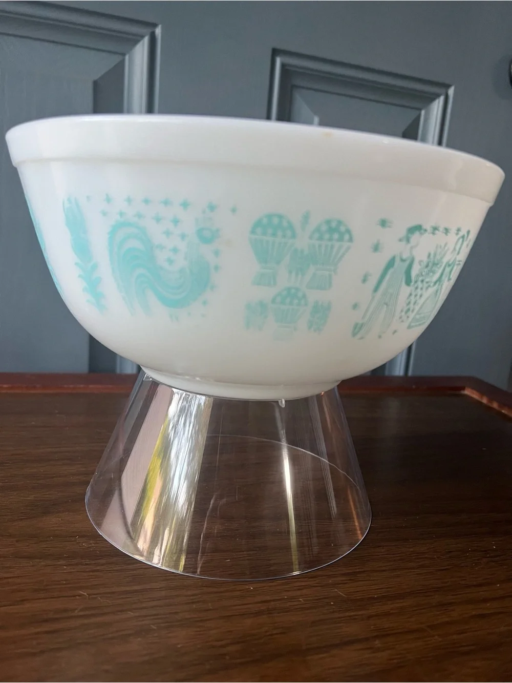 Vintage Pyrex Amish Butterprint Turquoise on White 2.5 Quart Mixing Bowl #403